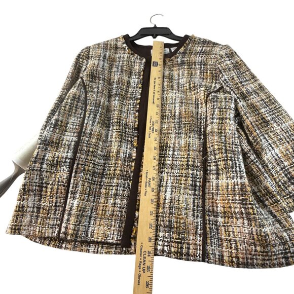 Alfred Dunner Petite Tweed Wool Short Blazer Jacket Brown Yellow 18P Career Fall - Picture 7 of 7
